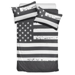 Grey And White American Flag Print Duvet Cover Bedding Set