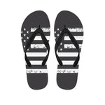 Grey And White American Flag Print Flip Flops
