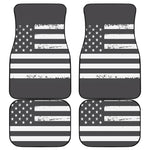 Grey And White American Flag Print Front and Back Car Floor Mats