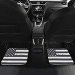 Grey And White American Flag Print Front and Back Car Floor Mats
