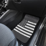 Grey And White American Flag Print Front and Back Car Floor Mats