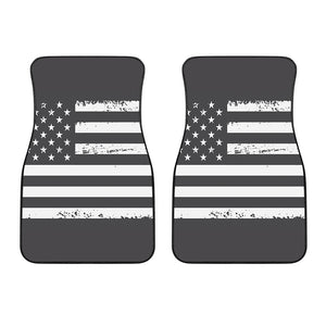 Grey And White American Flag Print Front Car Floor Mats