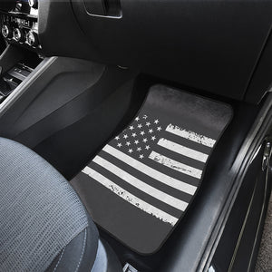 Grey And White American Flag Print Front Car Floor Mats