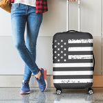 Grey And White American Flag Print Luggage Cover