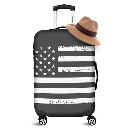 Grey And White American Flag Print Luggage Cover