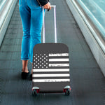 Grey And White American Flag Print Luggage Cover
