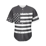 Grey And White American Flag Print Men's Baseball Jersey