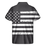 Grey And White American Flag Print Men's Short Sleeve Shirt