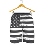 Grey And White American Flag Print Men's Shorts
