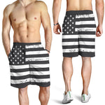 Grey And White American Flag Print Men's Shorts