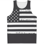 Grey And White American Flag Print Men's Tank Top