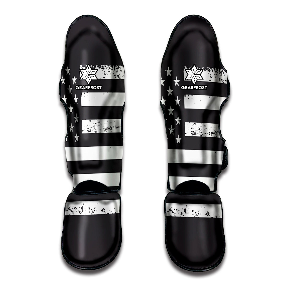 Grey And White American Flag Print Muay Thai Shin Guard