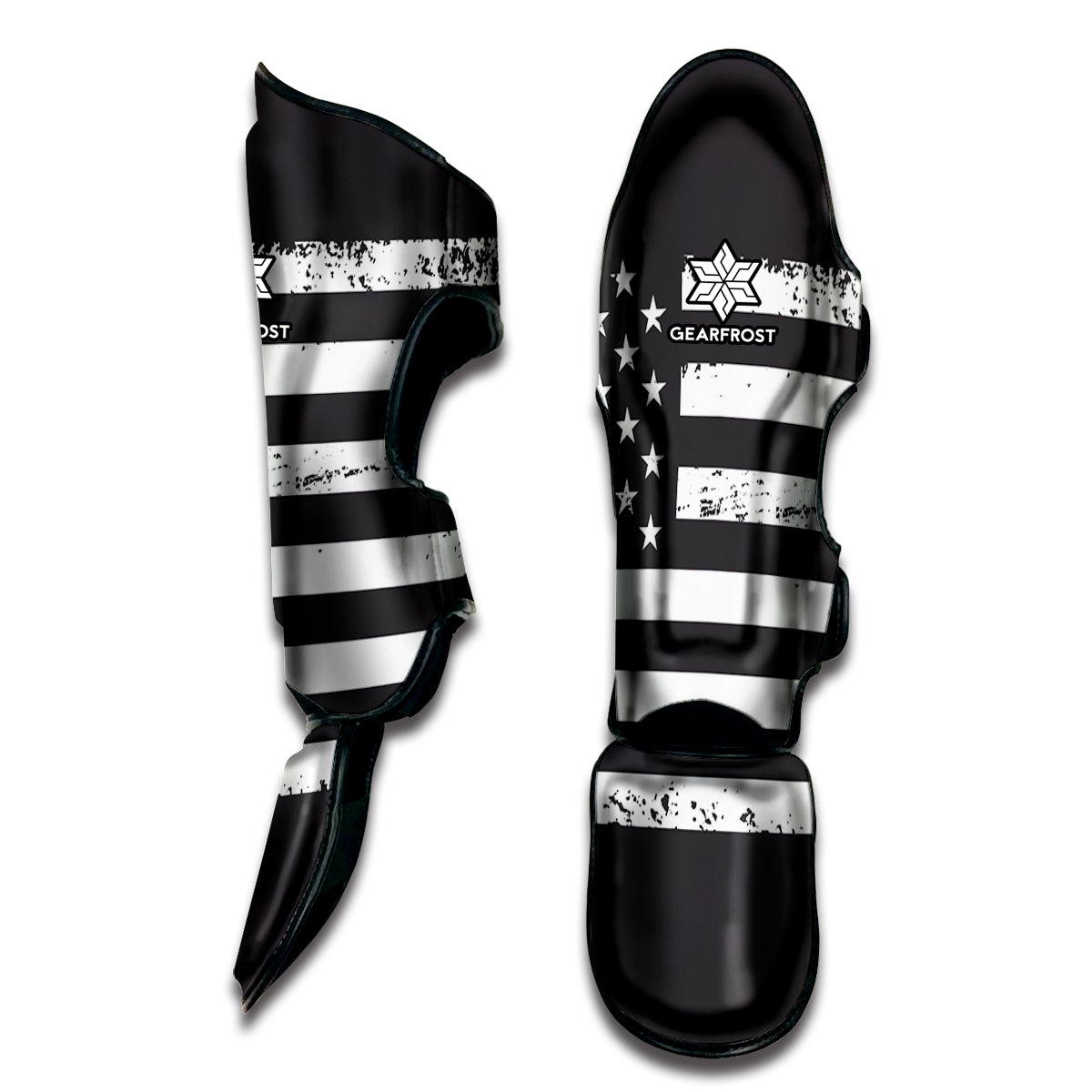 Grey And White American Flag Print Muay Thai Shin Guard