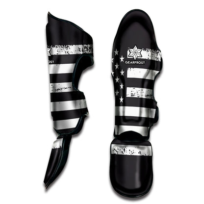 Grey And White American Flag Print Muay Thai Shin Guard