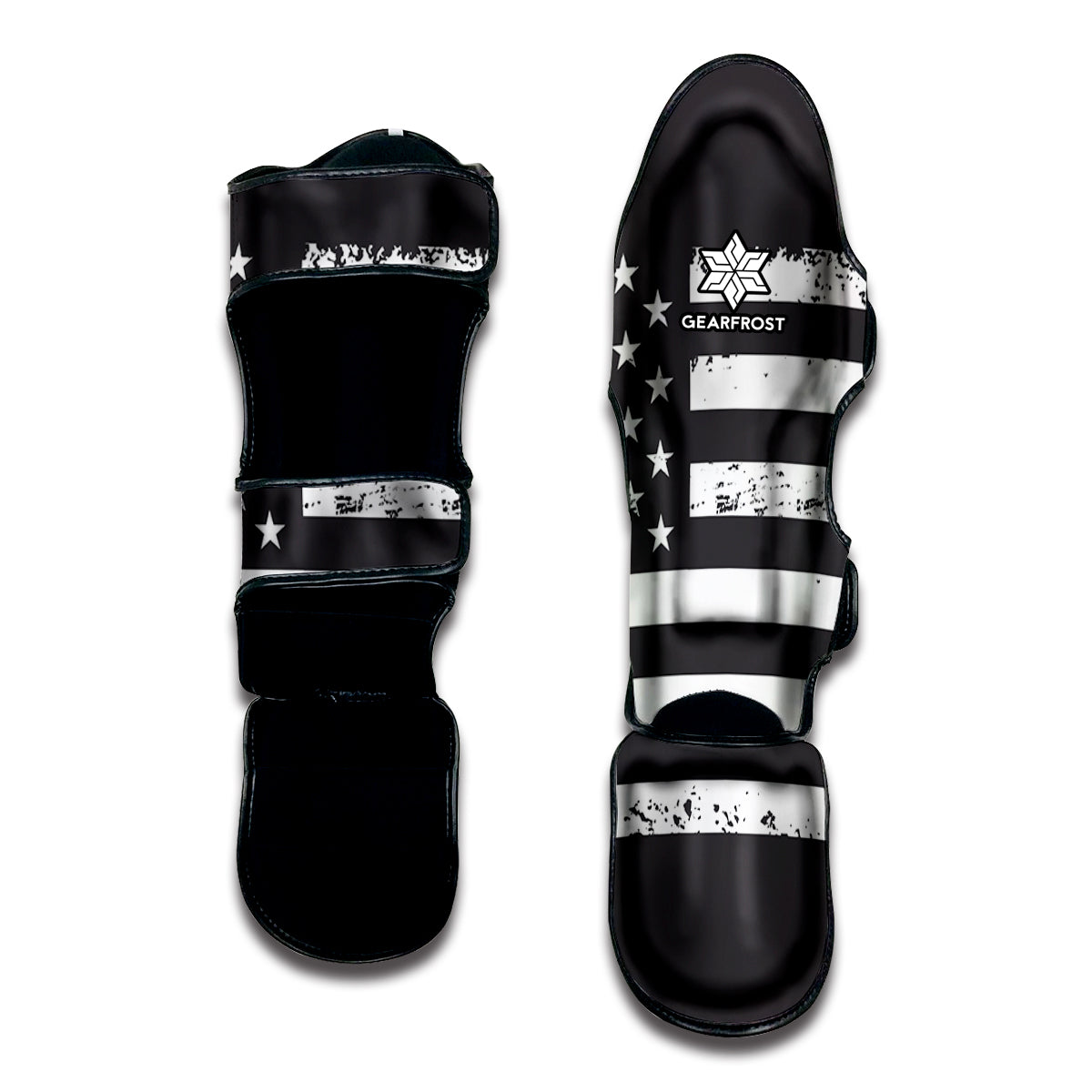 Grey And White American Flag Print Muay Thai Shin Guard