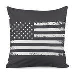 Grey And White American Flag Print Pillow Cover