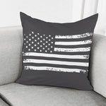 Grey And White American Flag Print Pillow Cover