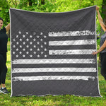 Grey And White American Flag Print Quilt