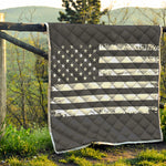 Grey And White American Flag Print Quilt