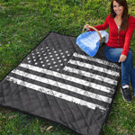 Grey And White American Flag Print Quilt
