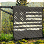 Grey And White American Flag Print Quilt