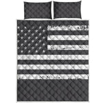 Grey And White American Flag Print Quilt Bed Set
