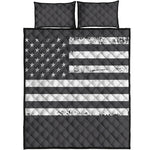 Grey And White American Flag Print Quilt Bed Set