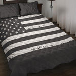 Grey And White American Flag Print Quilt Bed Set