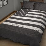 Grey And White American Flag Print Quilt Bed Set