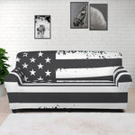 Grey And White American Flag Print Sofa Cover