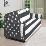 Grey And White American Flag Print Sofa Cover