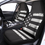 Grey And White American Flag Print Universal Fit Car Seat Covers