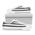 Grey And White American Flag Print White Low Top Sneakers