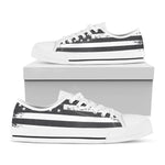 Grey And White American Flag Print White Low Top Shoes
