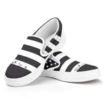 Grey And White American Flag Print White Slip On Shoes