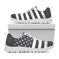 Grey And White American Flag Print White Running Shoes