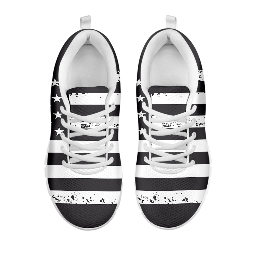 Grey And White American Flag Print White Sneakers