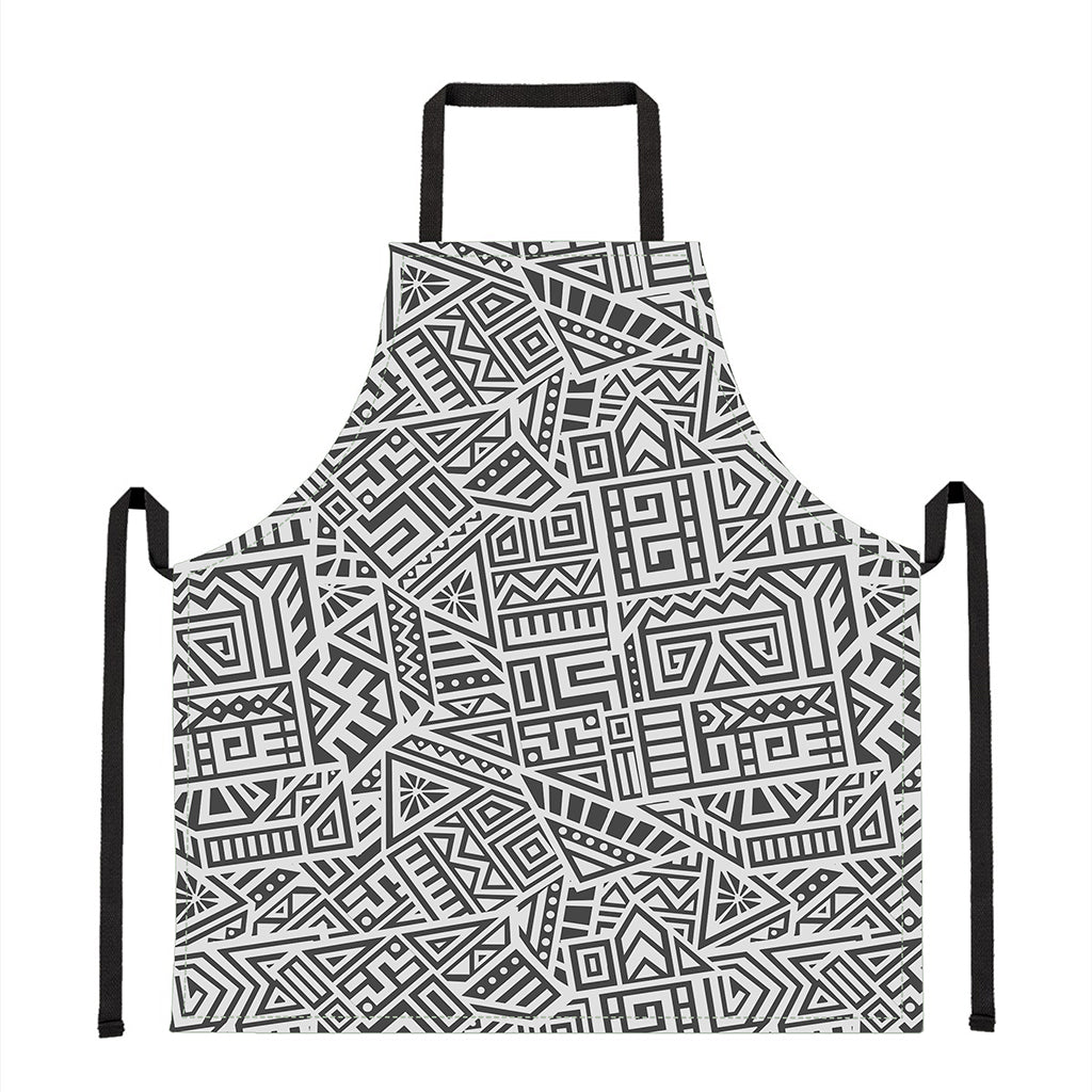 Grey And White Aztec Pattern Print Apron