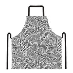 Grey And White Aztec Pattern Print Apron