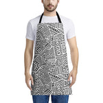 Grey And White Aztec Pattern Print Apron