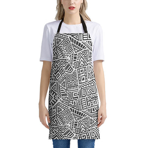 Grey And White Aztec Pattern Print Apron