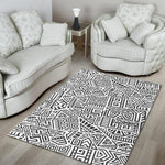 Grey And White Aztec Pattern Print Area Rug GearFrost