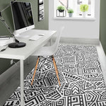 Grey And White Aztec Pattern Print Area Rug GearFrost