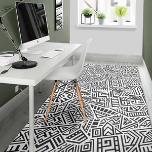 Grey And White Aztec Pattern Print Area Rug GearFrost