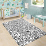 Grey And White Aztec Pattern Print Area Rug GearFrost