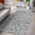 Grey And White Aztec Pattern Print Floor Mat