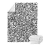 Grey And White Aztec Pattern Print Blanket