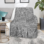 Grey And White Aztec Pattern Print Blanket