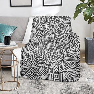 Grey And White Aztec Pattern Print Blanket