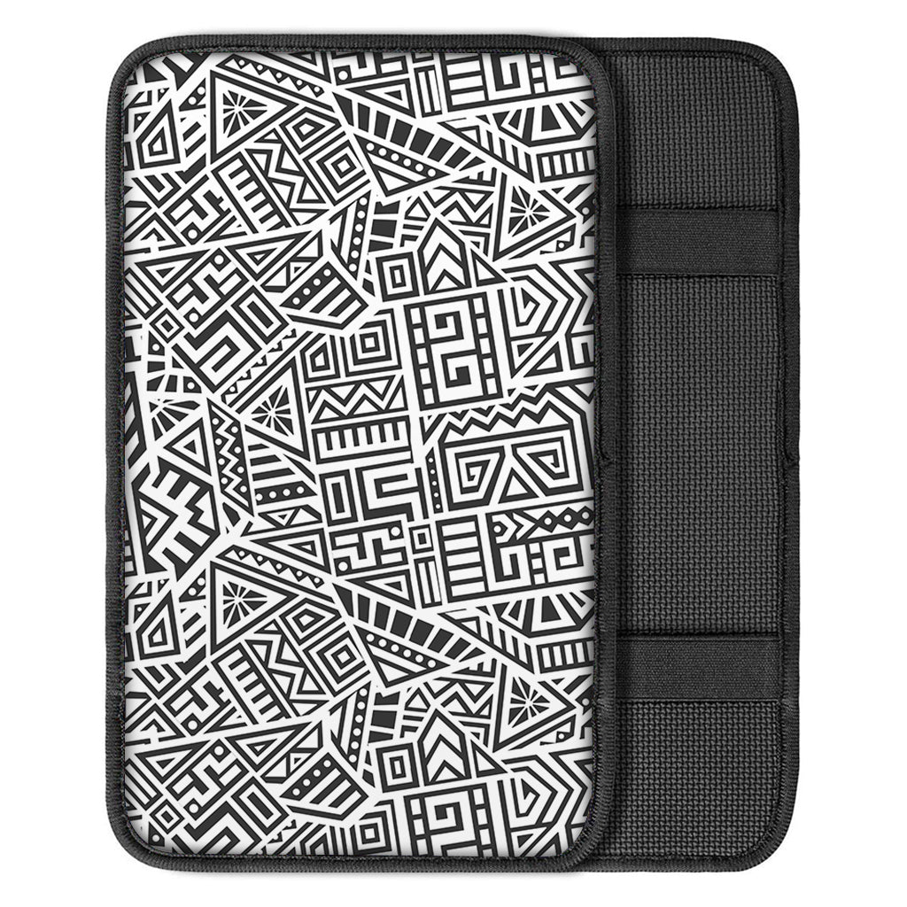 Grey And White Aztec Pattern Print Car Center Console Cover